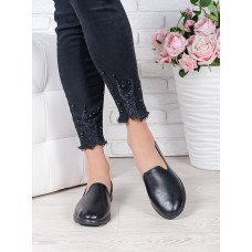 Туфли мокасины черная кожа 7044-28