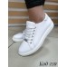 Кожаные кеды из белой гладкой кожи код 259